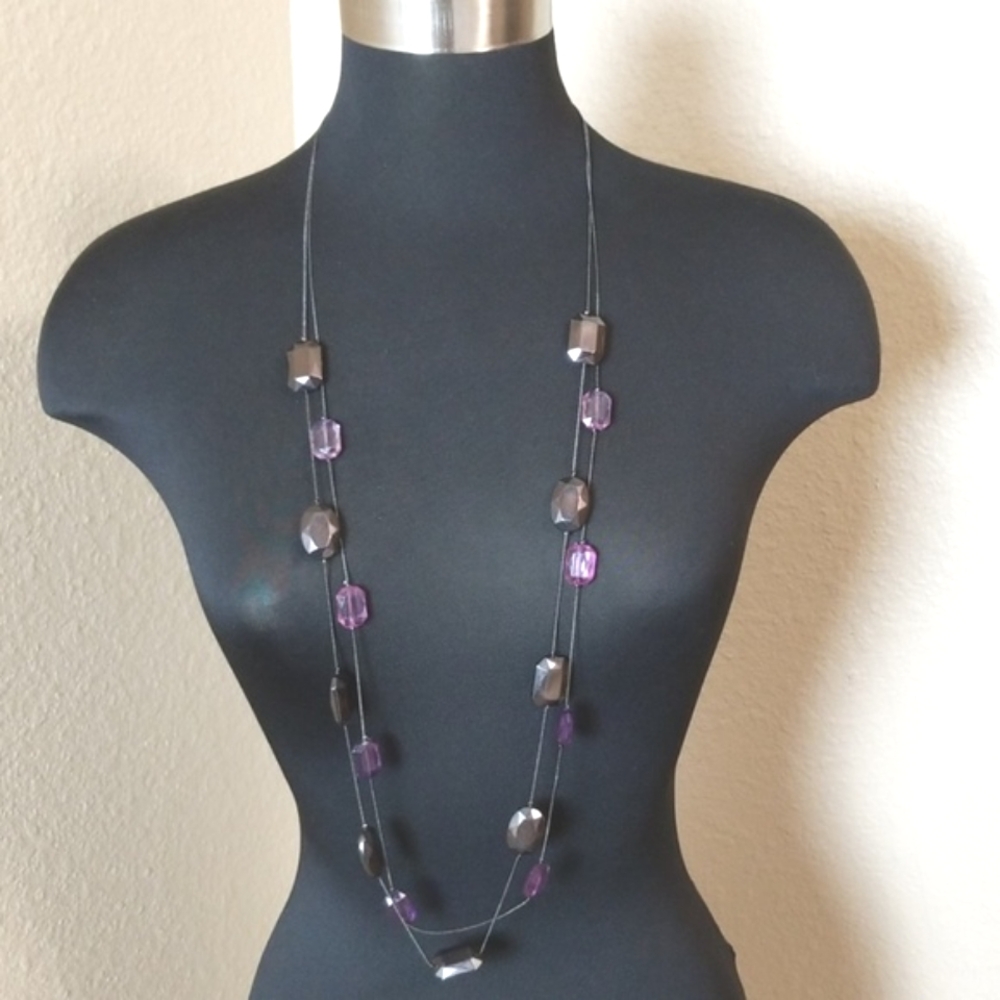 NY Purple Black Bead Necklace